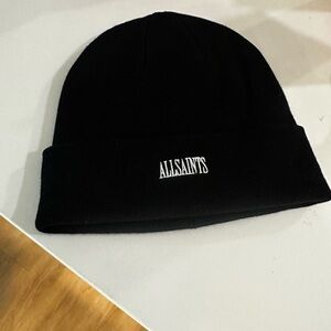 AllSaints Classic Black Knit Hat
